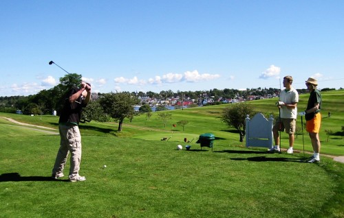 David tees off